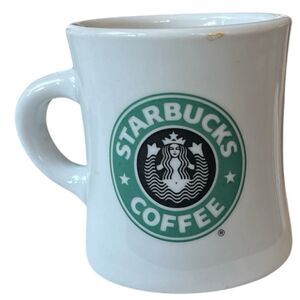 Vintage Starbucks Diner Style Coffee Cup Mug Green Mermaid Siren Thick READ